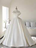 Princess Women's Wedding Dress for Bride Satin Brides Dress Ball Gown Off The Shoulder Wedding Gowns HZ0311