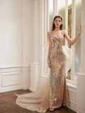 Vintage Mermaid Sweetheart With Straps Sequin Prom Dresses For Teens Formal Dress Party Outfits Prom Gowns HZ0311