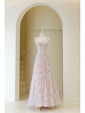 Elegant Ball Gown Lace Pink Tulle Prom Dress Charming Evening Party Gowns Fashion Wedding Guest Dress HZ0311