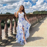 Mermaid Prom Dresses Spaghetti Straps Sexy Special Dress Blue Floral Party Gowns HZ0311