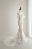 Timeless Women's White Sweetheart Wedding Dress Mermaid With Sleeves Lace for Bride Applique Brides Dress HZ0311