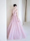 Modest Ball Gown Strapless Chocolate Tulle Beaded Prom Dresses Long Party Dress Evening Dresses HZ0311