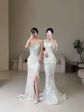 Timeless Women's Mermaid Spaghetti Straps Long Wedding Dress Mermaid for Bride Dresses HZ0311