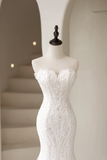Luxury Mermaid Wedding Dresses For Women Sweetheart Neck Sleeveless Lace Tulle Sweep Bridal Gown HZ0311