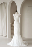 Timeless Women's Mermaid V Neckline White Tulle With Appliqued Wedding Dress Mermaid for Bride Dresses HZ0311