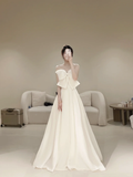 Women¡¯s A Line Strapless Bridal Wedding Dresses With Pleated Floor Length Brides Gown for Bride HZ0311