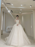 Women¡¯s Ball Gown Strapless Bridal Wedding Dress With Pleated Floor Length Brides Gown for Bride HZ0311