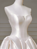 Princess Long Wedding Gowns Ball Gown Sweetheart Sleeveless Satin for Bride With Pleated Corset Fitted Train Bridal Dress HZ0311