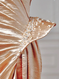 Modest Prom Dresses Aesthetic Mermaid Strapless Gold With Beaded Inspiration Impress Long Party Formal Gown For Teenagers High Schools HZ0311