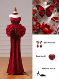 Chic Prom Dresses Aesthetic Mermaid Strapless Burgundy With Pleated Inspiration Impress Long Party Formal Gown For Teenagers High Schools HZ0311