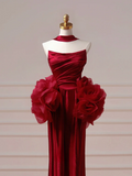 Chic Prom Dresses Aesthetic Mermaid Strapless Burgundy With Pleated Inspiration Impress Long Party Formal Gown For Teenagers High Schools HZ0311