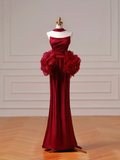 Chic Prom Dresses Aesthetic Mermaid Strapless Burgundy With Pleated Inspiration Impress Long Party Formal Gown For Teenagers High Schools HZ0311