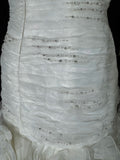 Charming Women's Mermaid Spaghetti Straps Sleeveless White Tulle Pleated With Beads Long Vintage 1920s Wedding Dresses HZ0311