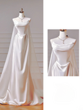 Timeless Long Wedding Gowns Mermaid Strapless Sleeveless Satin for Bride With Pleated Fitted Train Bridal Dress HZ0311