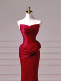 Chic Prom Dresses Aesthetic Mermaid Strapless Burgundy With Scarf Pleated Inspiration Impress Long Party Formal Gown For Teenagers High Schools HZ0311