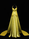 Modest Prom Dress Aesthetic Mermaid Halter Gold Sweetheart With Cape Style Impress Long Prom Dresses Party Formal Gowns HZ0311