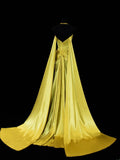 Modest Prom Dress Aesthetic Mermaid Halter Gold Sweetheart With Cape Style Impress Long Prom Dresses Party Formal Gowns HZ0311