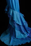 Vintage Prom Dresses 90s Formal Mermaid Spaghetti Straps Blue Chiffon Long Party Gowns Prom Dresses HZ0311