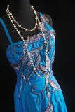 Vintage Prom Dresses 90s Formal Mermaid Spaghetti Straps Blue Chiffon Long Party Gowns Prom Dresses HZ0311