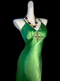 Modest Sheath Spaghetti Strap Green Satin Evening Dresses High School Teens Senior Night Dance Prom Outfits HZ0311