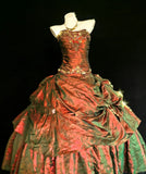 Vintage Ball Gown Strapless Taffeta Sleeveless Long Quinceanera Dress Birthday Sweet 15 16 Birthday Outfits HZ0311