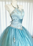 Vintage Ball Gown Sweetheart Tulle Sleeveless Long Quinceanera Dresses Sweet 15 16 Birthday Outfits HZ0311