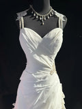 Ethereal Wedding Gowns Brides Dresses A line Spaghetti Strap for Bride Satin White Petite/Plus Size Bridal Gown With Beads For Women HZ0311