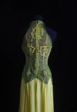 Vintage Prom Dresses 90s Formal A line High Neck Green Chiffon With Beadings Long Party Gowns Prom Dresses HZ0311
