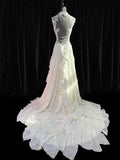 Ethereal Wedding Gowns Brides Dresses A line Spaghetti Strap for Bride Satin White Petite/Plus Size Bridal Gown With Beads For Women HZ0311