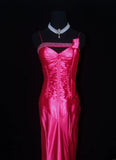 Vintage Prom Dresses 90s Formal Mermaid Spaghetti Straps Hot Pink Satin With Beadings Long Party Gowns Prom Dresses HZ0311