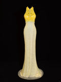 Modest Prom Dress Aesthetic Mermaid High Neck Yellow Lace With Train Style Impress Chiffon Long Prom Dresses Party Formal Gowns HZ0311