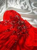 Classic A Line Sweetheart Red Chiffon Sleeveless Long Prom Dresses High School Senior Graduation Dance Evening Outfits HZ0311