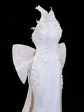 Princess Wedding Gowns Dresses Elegant Modest for Bride Mermaid High Neck White Petite/Plus Size Bridal Gowns For Women HZ0311