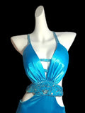 Classic Mermaid Halter Satin High Low Blue Sleeveless Long Prom Dresses High School Senior Graduation Dance Evening Outfits HZ0311