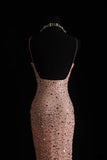 Vintage Prom Dresses 90s Formal Mermaid Spaghetti Straps Pink With Beadings Long Party Gowns Prom Dresses HZ0311