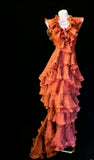 Vintage 90s Mermaid V Neckline Tiered Layers For Women Party Dresses Long Prom Dress 20th Birthday Gowns HZ0311