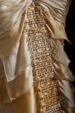 Vintage Prom Dresses 90s Formal A line Halter Gold Tiered With Beadings Long Party Gowns Prom Dresses HZ0311