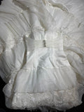 Timeless Women's A Line Strapless Sleeveless White Lace Tiered Long Vintage Fitted 1920s Wedding Dresses HZ0311