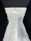 Timeless Women's A Line Strapless Sleeveless White Lace Tiered Long Vintage Fitted 1920s Wedding Dresses HZ0311