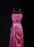 Simple Prom Dress Women Spaghetti Straps Pink A line Long Formal Dance Evening Party Gowns HZ0311