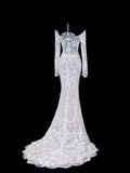 Mermaid Wedding Gowns Dresses Elegant Modest for Bride Off The Shoulder With Sleeves White Petite/Plus Size Bridal Gowns For Women HZ0311