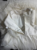 Timeless Women's A Line Strapless Sleeveless White Lace Tiered Long Vintage Fitted 1920s Wedding Dresses HZ0311