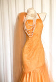 Vintage 90s Mermaid Spaghetti Strap Orange Tulle For Women Long Prom Dress 21st Birthday Outfits HZ0311