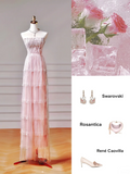 Chic Prom Dresses Aesthetic A Line Strapless Pink With Pleated Beads Inspo Impress Long Party Formal Gown For Teenagers High Schools HZ0311
