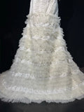 Elegant Mermaid Strapless Sleeveless White Lace Tiered Long Vintage Fitted 1920s Wedding Dresses HZ0311