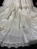 Timeless Women's A Line Strapless Sleeveless White Lace Tiered Satin Long Vintage Fitted 1920s Wedding Dresses HZ0311