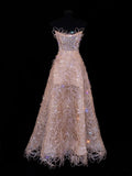 Modest Prom Dress Aesthetic Ball Gowns Strapless Blush Pink Sequins Style Impress Long Prom Dresses Party Formal Gowns HZ0311