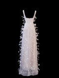 Affordable Sequin 1950s Formal A line Square Neck Sequins Feathers With Beads Style Impress Long Prom Dresses Party Gowns HZ0311