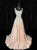 Dreamy A line Square Neck Pink Tulle With Appliques Lace Victorian Long Vintage Fitted 1920s Wedding Dresses HZ0311