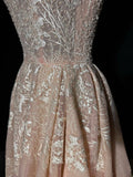 Dreamy A line Square Neck Pink Tulle With Appliques Lace Victorian Long Vintage Fitted 1920s Wedding Dresses HZ0311